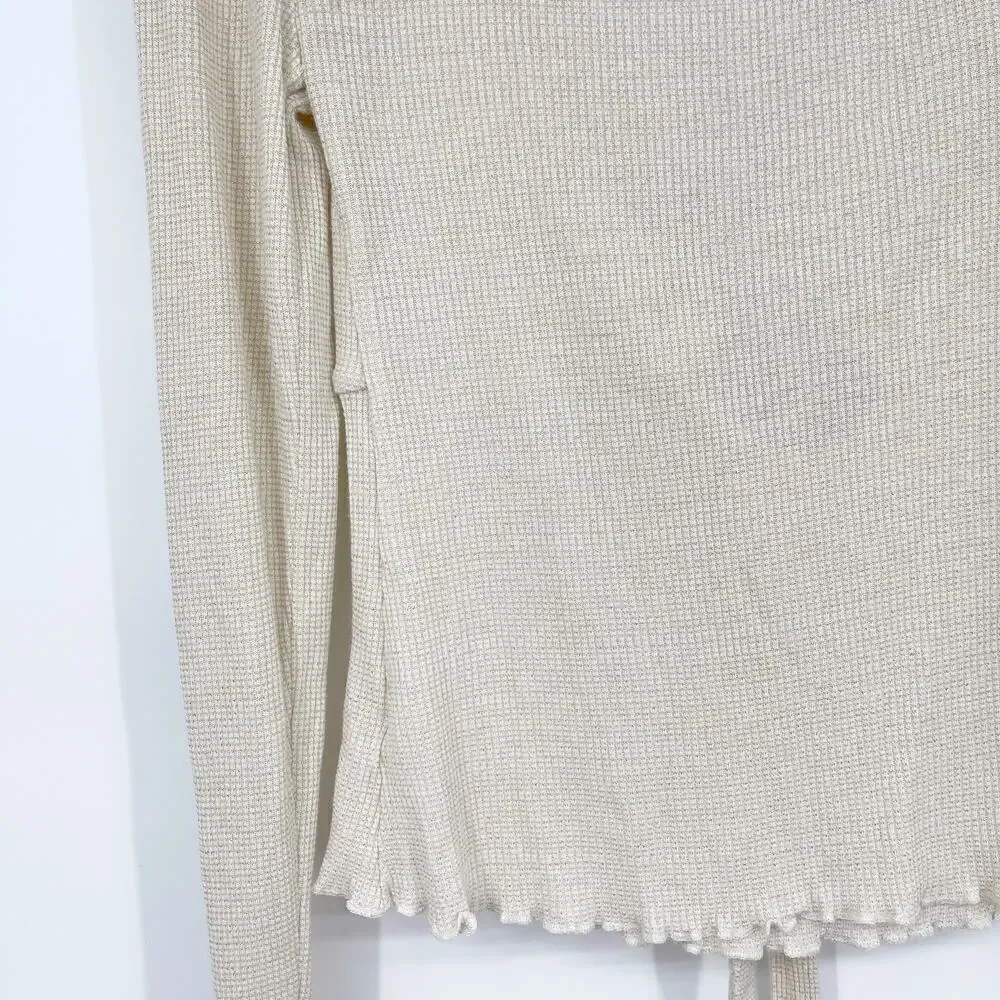 Free People Say When Long Sleeve Size Small Waffle Knit Ruffle